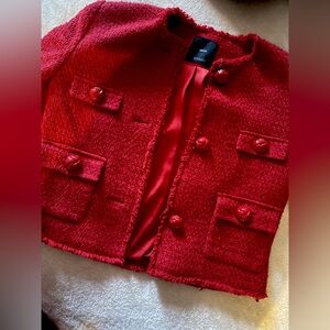 Mango Red Tweed Jacket